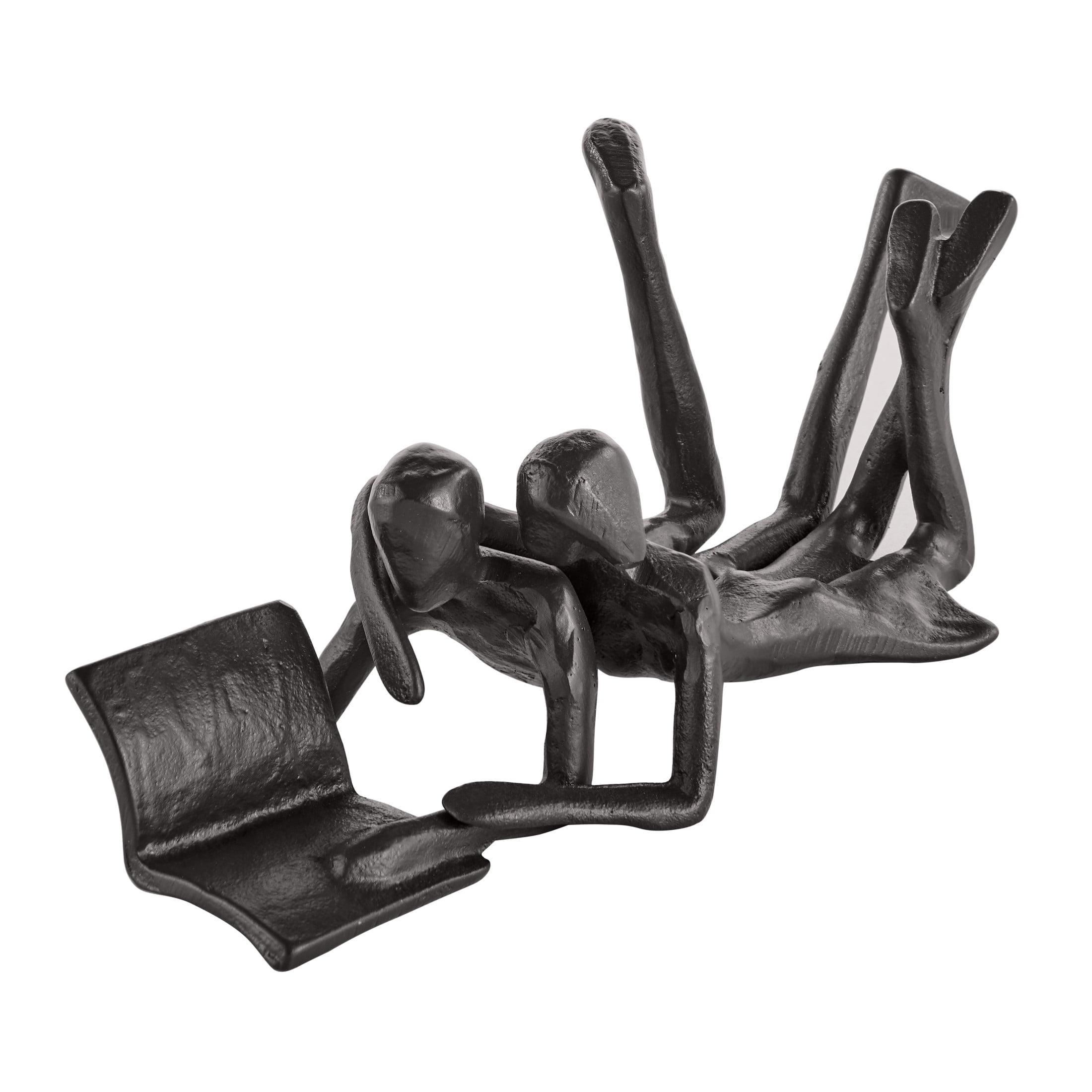 Danya B Brown Cast Iron Abstract Couple Reading Book Together Sculpture - Tabletop Figurine For Desks or Shelves