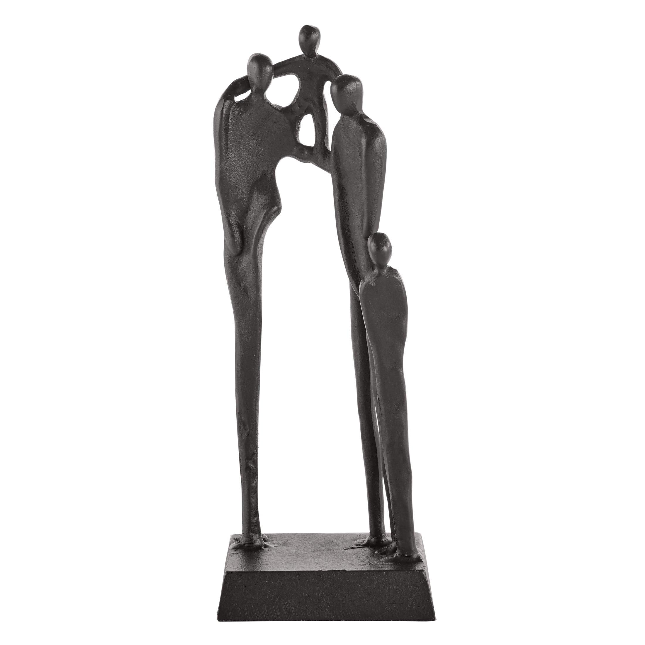 Danya B Brown Cast Iron Abstract Family of Four Together Sculpture - Tabletop Figurine For Desks, Accent Tables, or Shelves