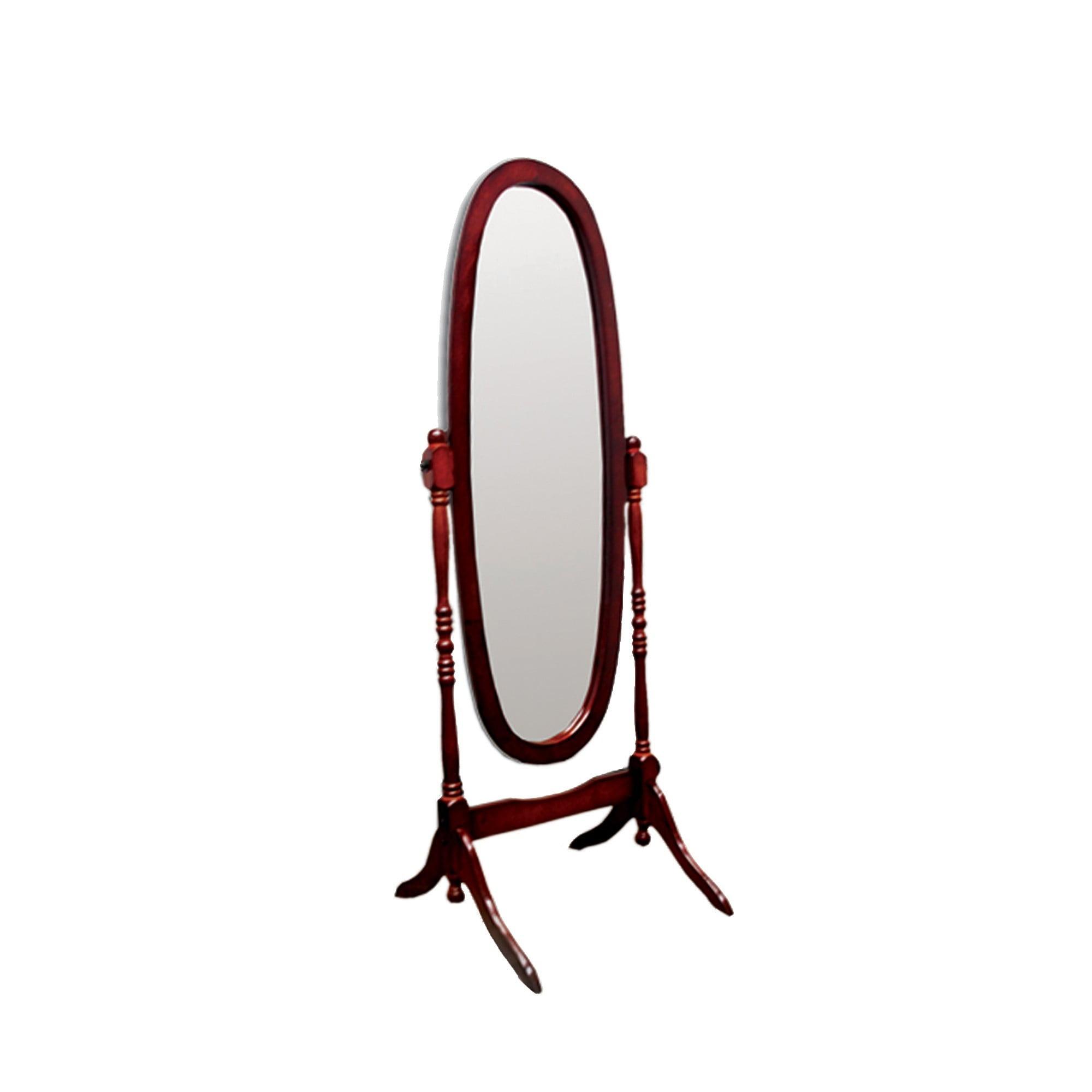 Elegant Oval Cherry Wood Freestanding Full-Length Mirror