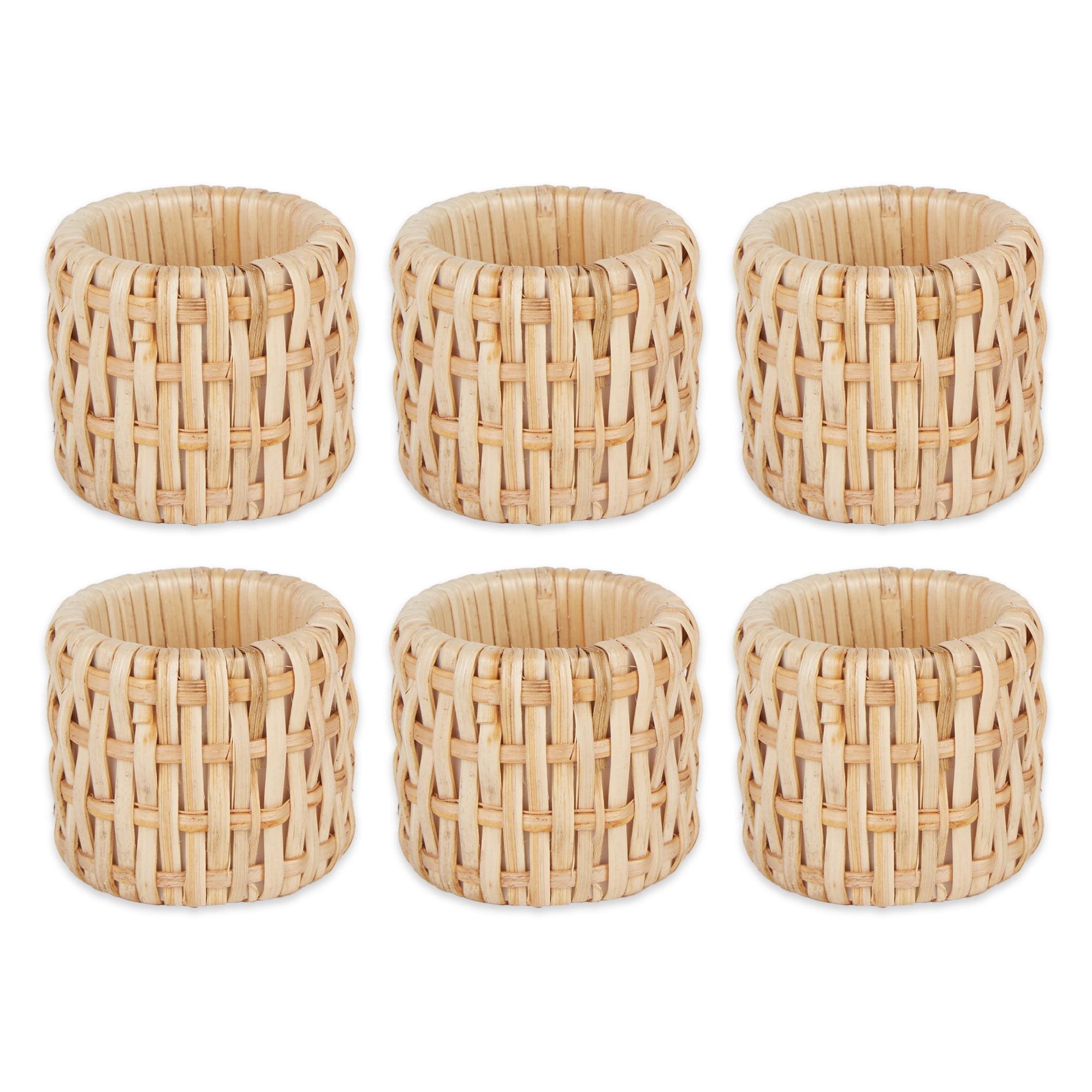 Brown Rattan Napkin Ring (Set of 6) Measures 1.5 x 1.75 inches