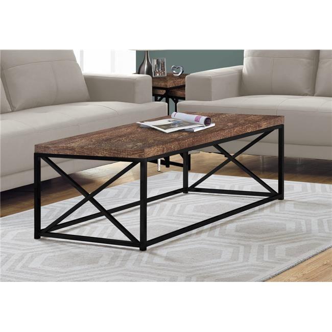 Brown Reclaimed Wood Look & Black Metal Coffee Table