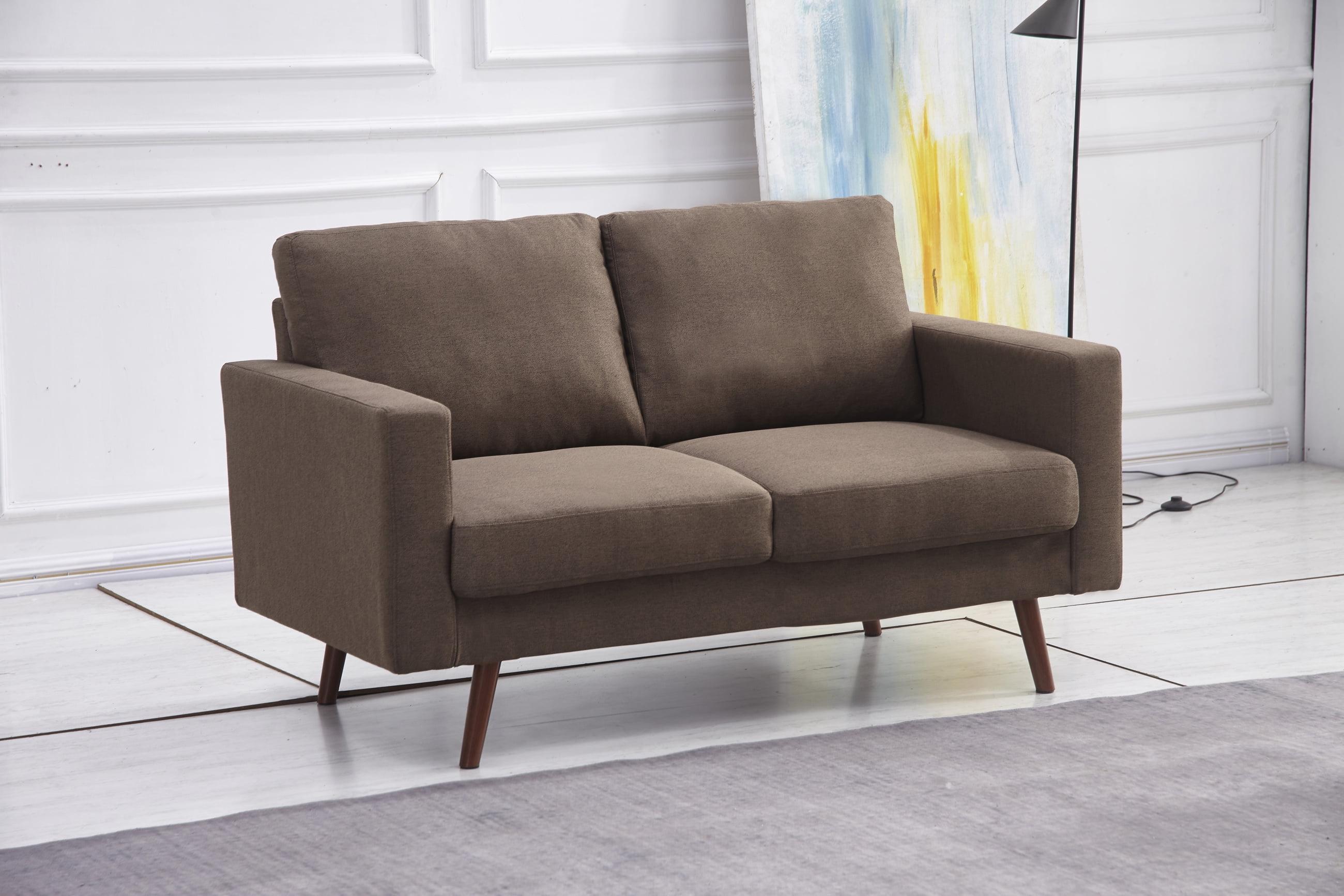 Brown Stationary Fabric Basic Loveseat