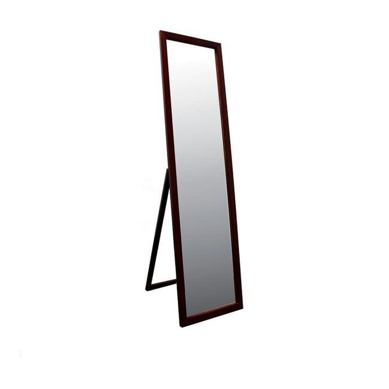 Traditional Walnut & Brown Wood Full-Length Freestanding Mirror