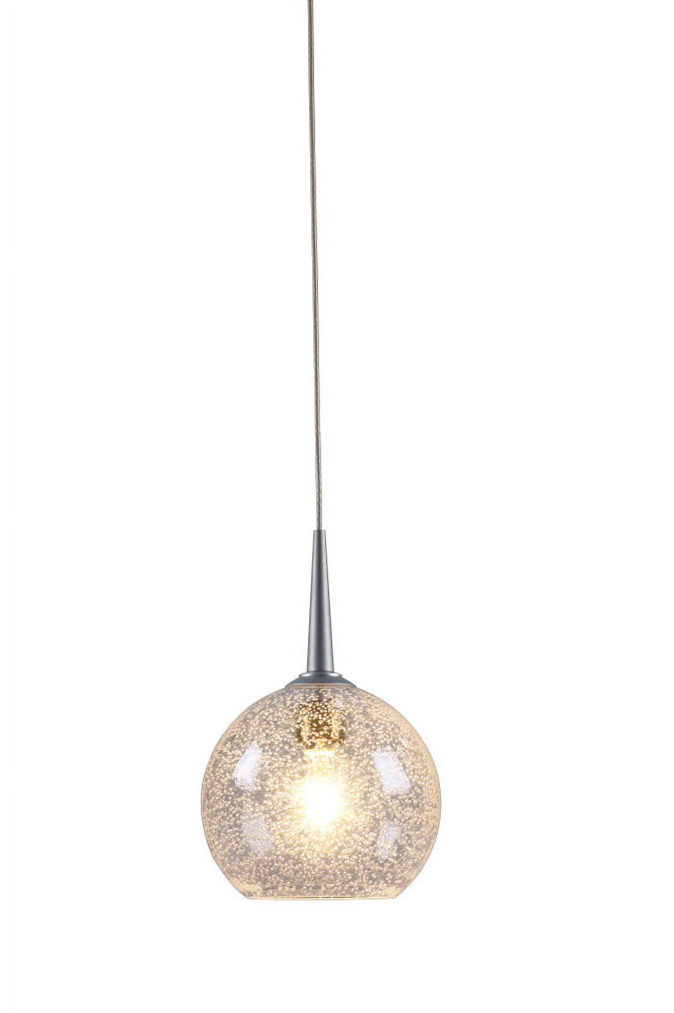 Matte Chrome Hand Blown Glass Globe Pendant Light