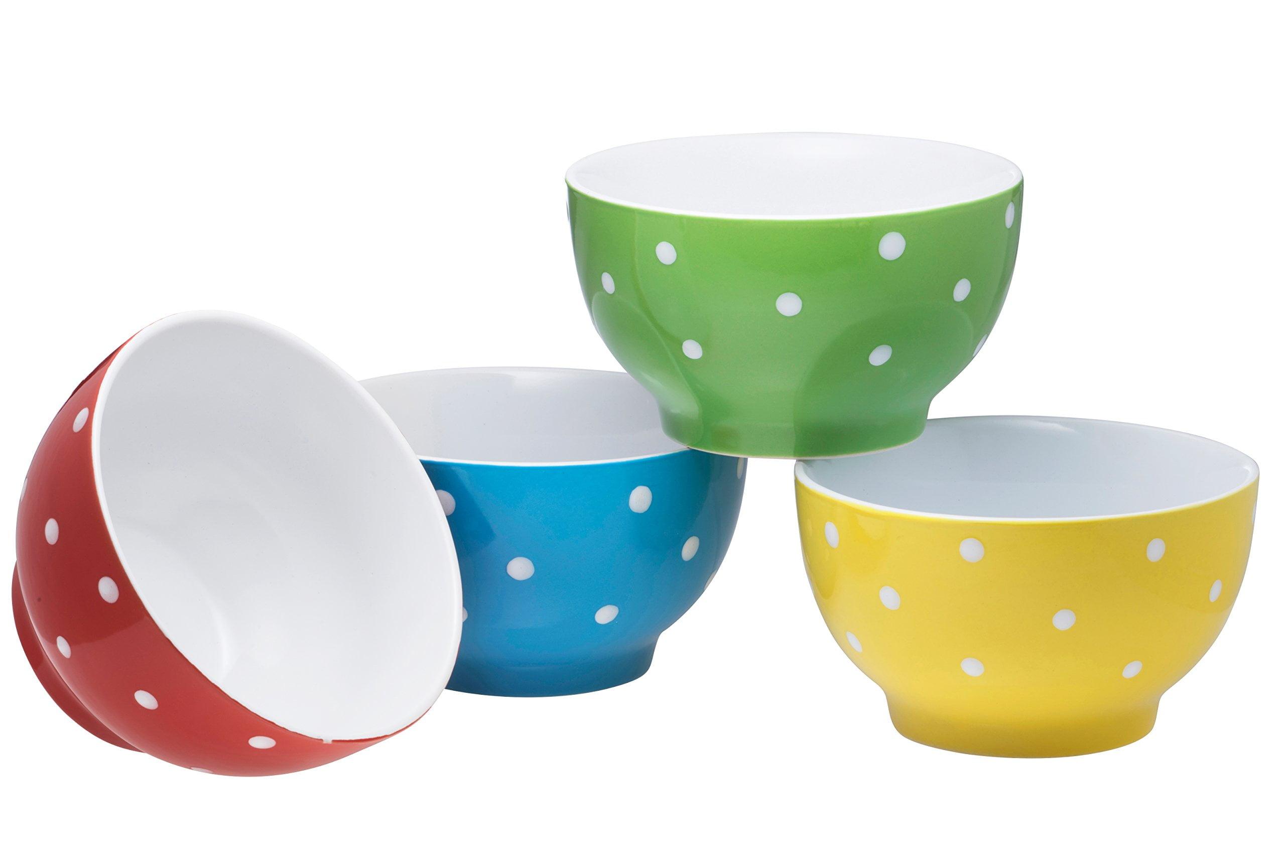 Bruntmor - Polka Dot Colorful Decorative Everyday Porcelain Ceramic Dinner