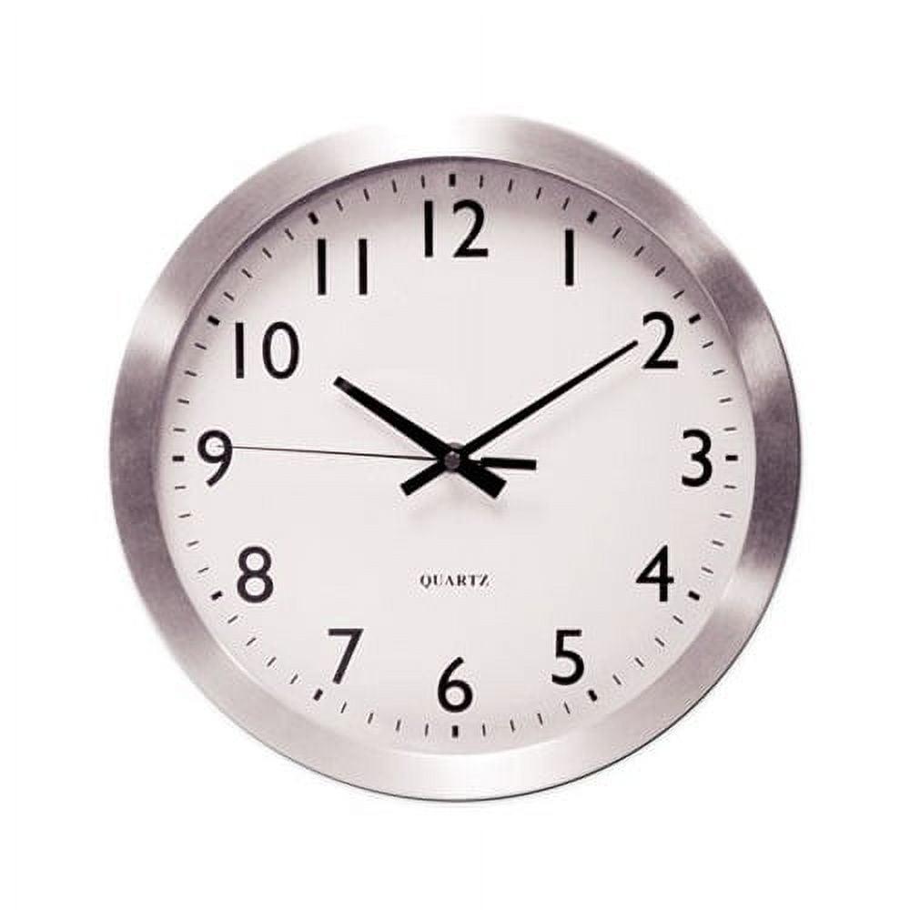 Universal UNV10425 12 in. Overall Diameter Brushed Aluminum Wall Clock - Silver Case