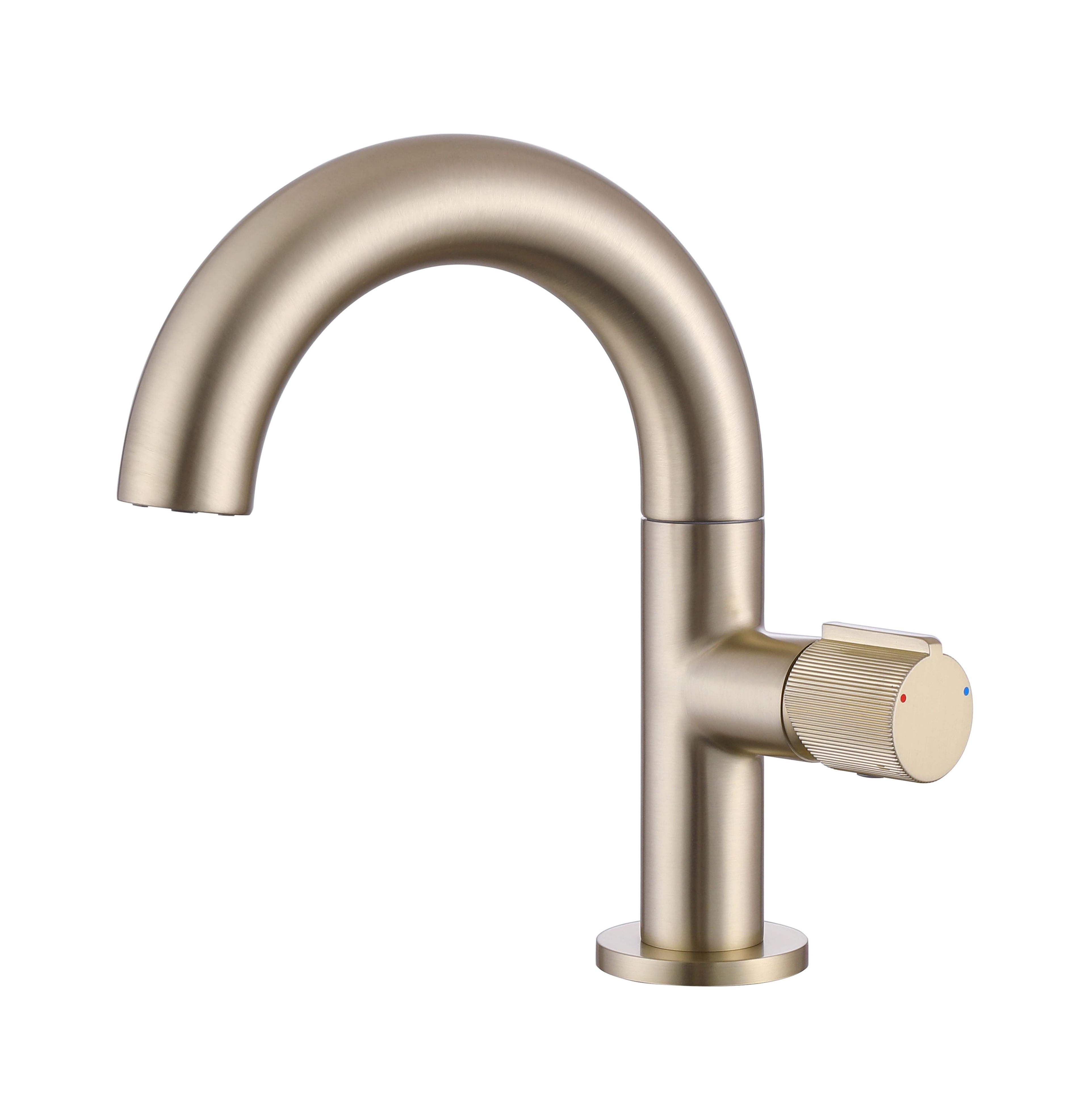 Brushed Gold Stainless Steel Single Handle Bathroom Faucet