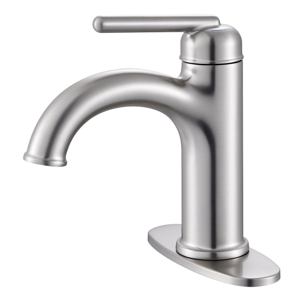 Brushed Nickel Single Handle Bathroom Faucet with Pop-up Drain