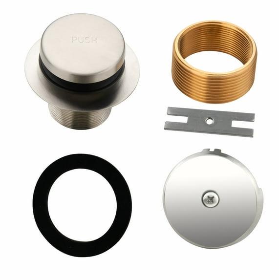 Brushed Nickel Bathtub Drain Tip Toe Stainless Steel Tub Drain Trim Kit, Single Hole Overflow Faceplate