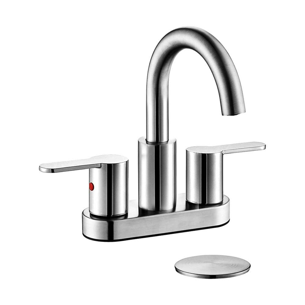 Brushed Nickel 2-Handle Centerset Bathroom Faucet with Drain