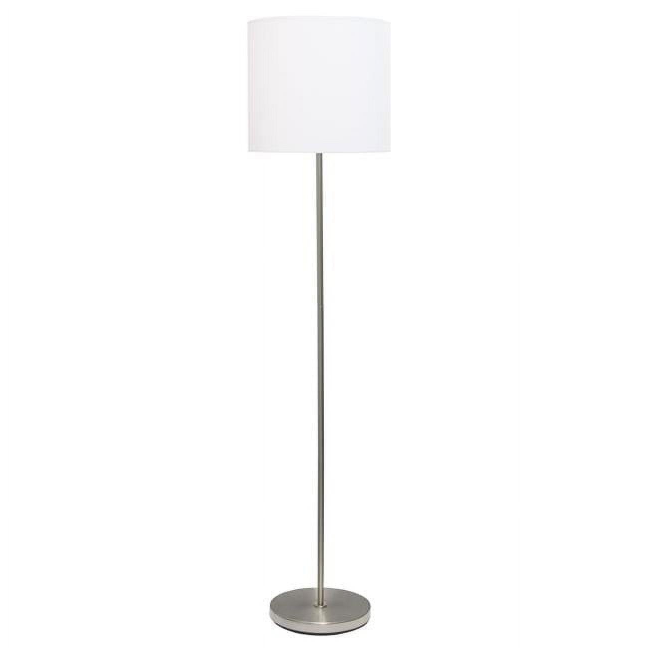 Drum Shade Floor Lamp White - Simple Designs: Brushed Nickel, Modern Style, ETL Listed