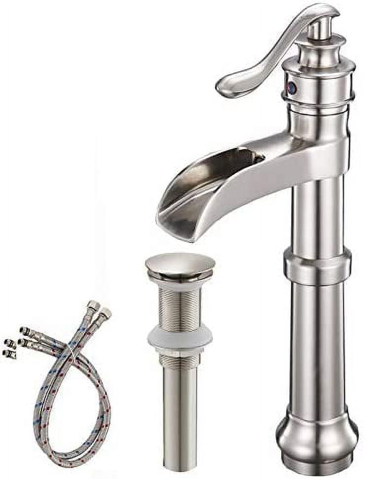 BWE Waterfall Single Hole Single-Handle Vessel Bathroom Faucet With Pop-up Drain Assembly