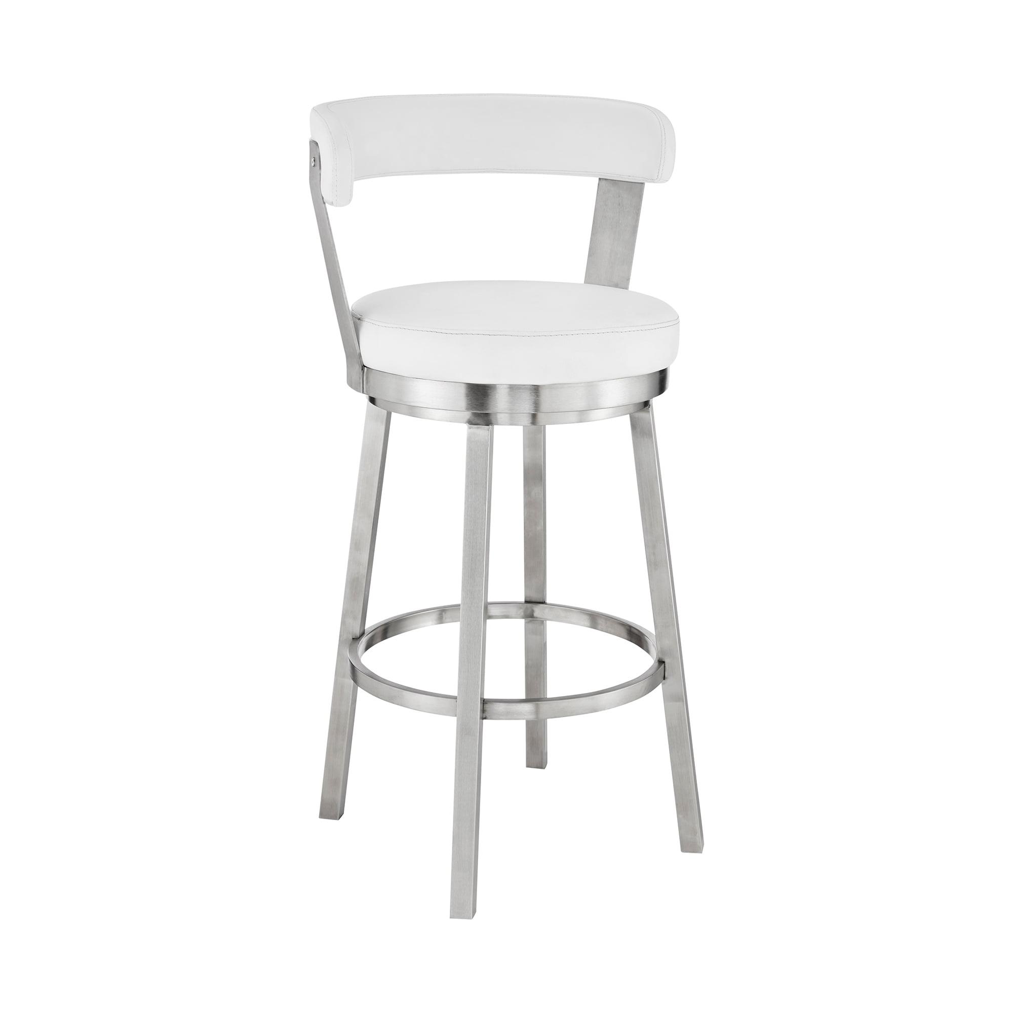 Bryant 26" White Faux Leather Swivel Counter Height Bar Stool