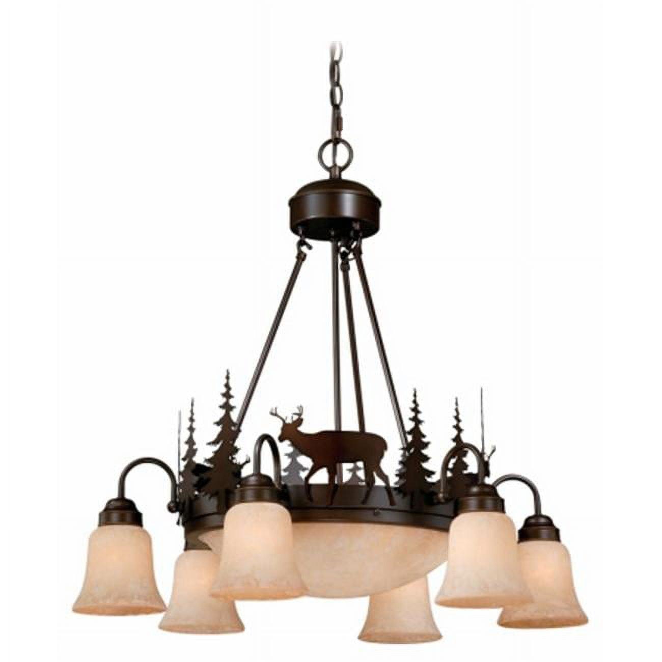 Rustic Deer Silhouette 9-Light Chandelier in Burnished Bronze