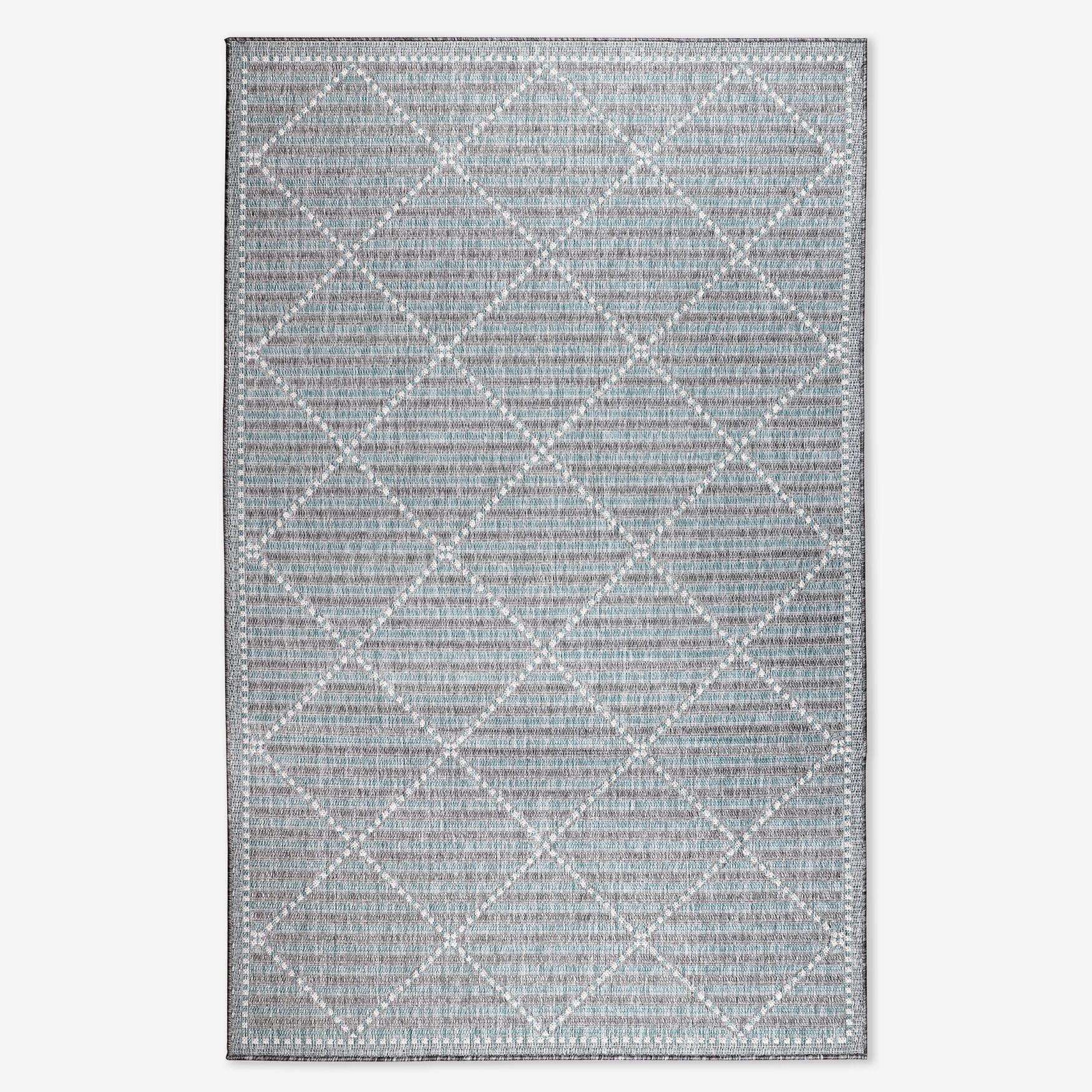 Aqua Diamond Flat Woven Synthetic Rectangular Rug 31" x 4"