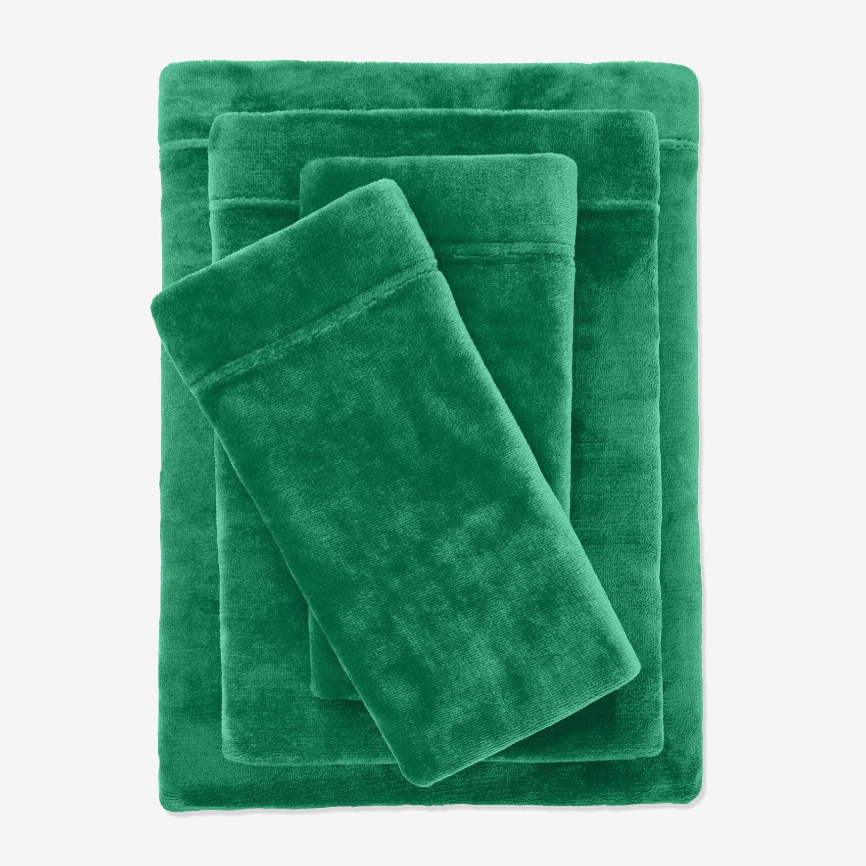 BrylaneHome BH Studio 4 Piece Microfleece Sheet Set - Queen, Emerald