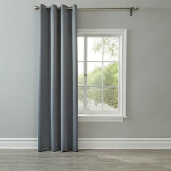 54"x63" Sun Zero Room Darkening Seymour Grommet Curtain Panel Gray: Modern Energy Efficient Living Room Decor