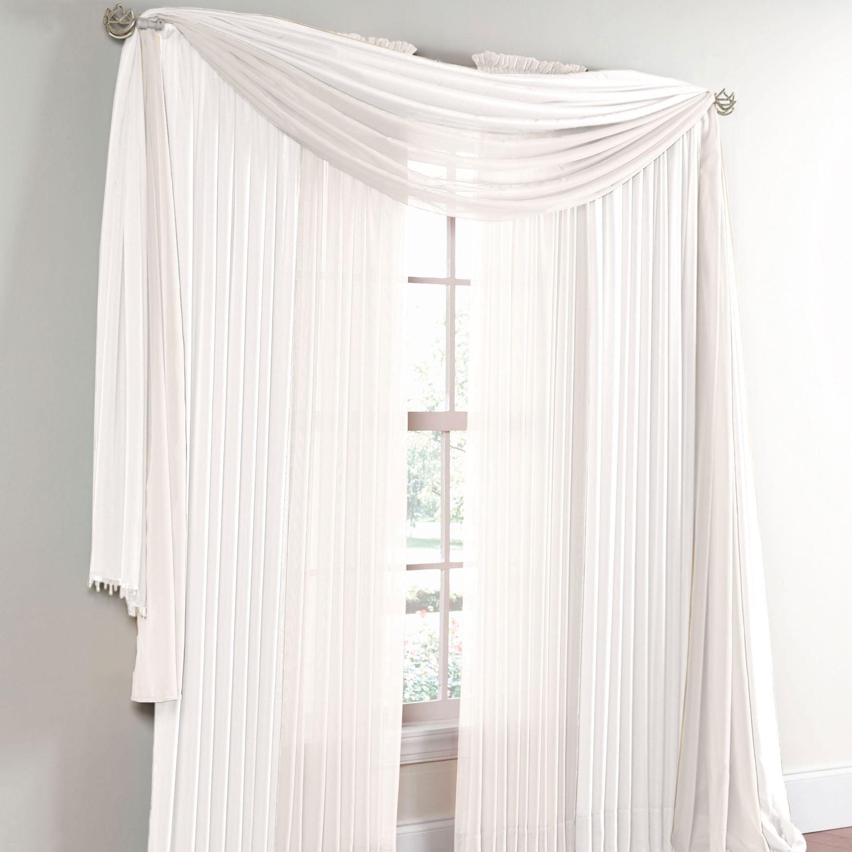 White Sheer Polyester Window Scarf Valance