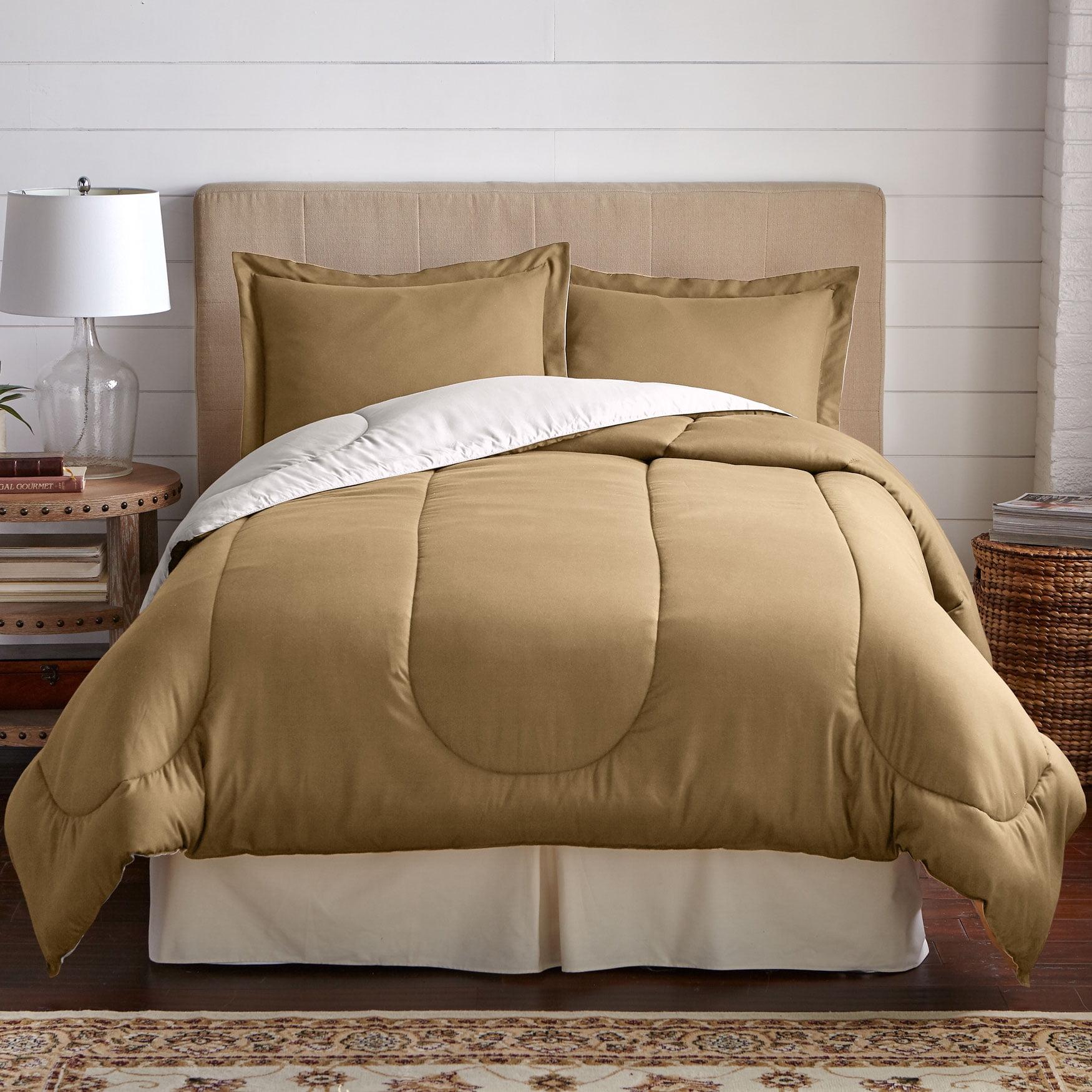 BrylaneHome BH Studio Reversible Comforter - Queen, Taupe Ivory