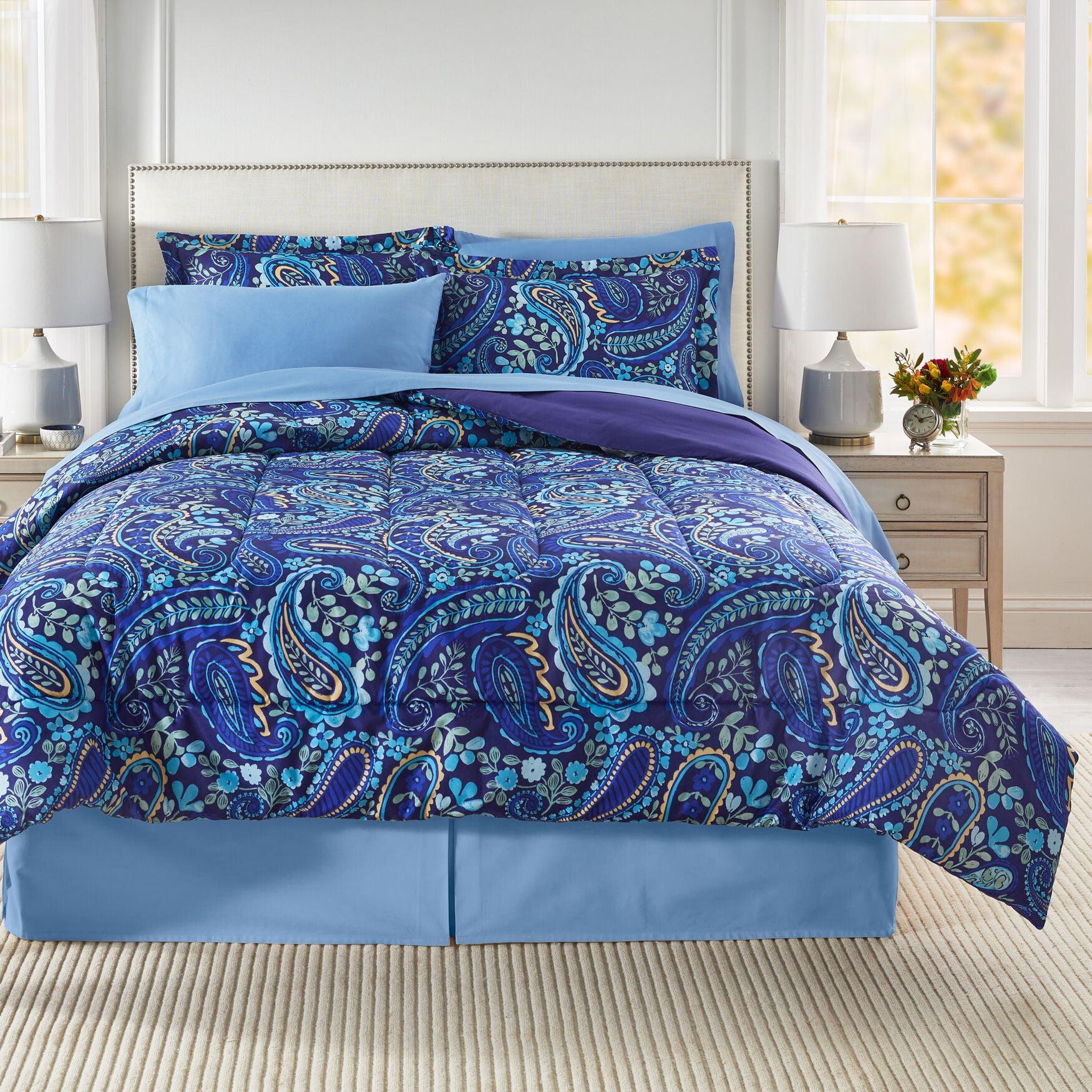 BrylaneHome BH Studio Reversible Comforter - Twin, Navy Paisley