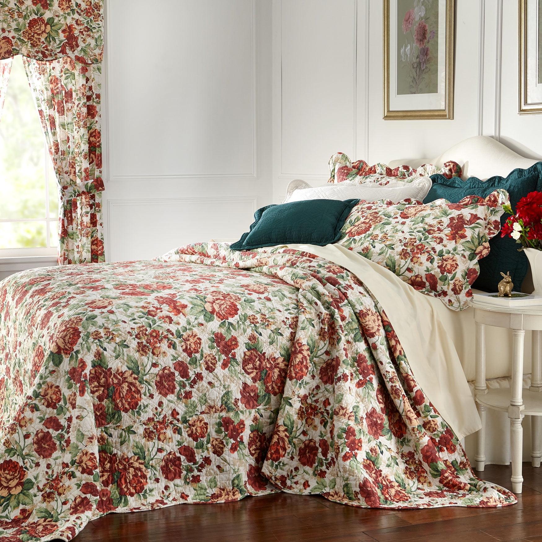 BrylaneHome Florence Oversized Bedspread - Queen, Spice Floral Multi