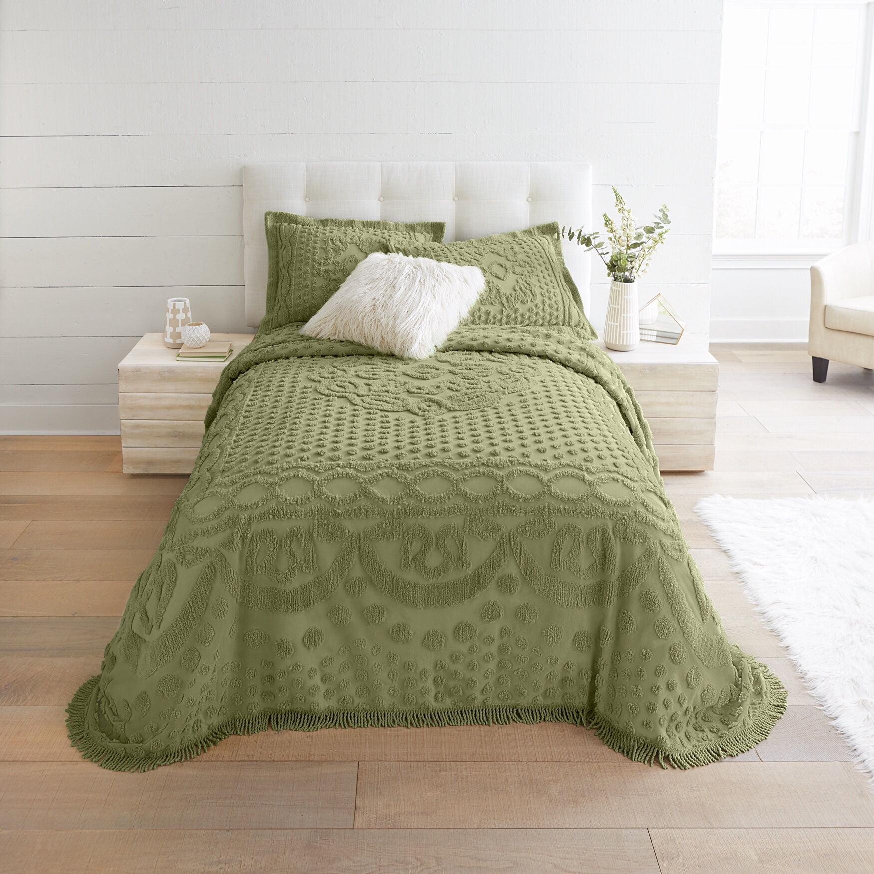 BrylaneHome Georgia Chenille Bedspread - Queen, Sage