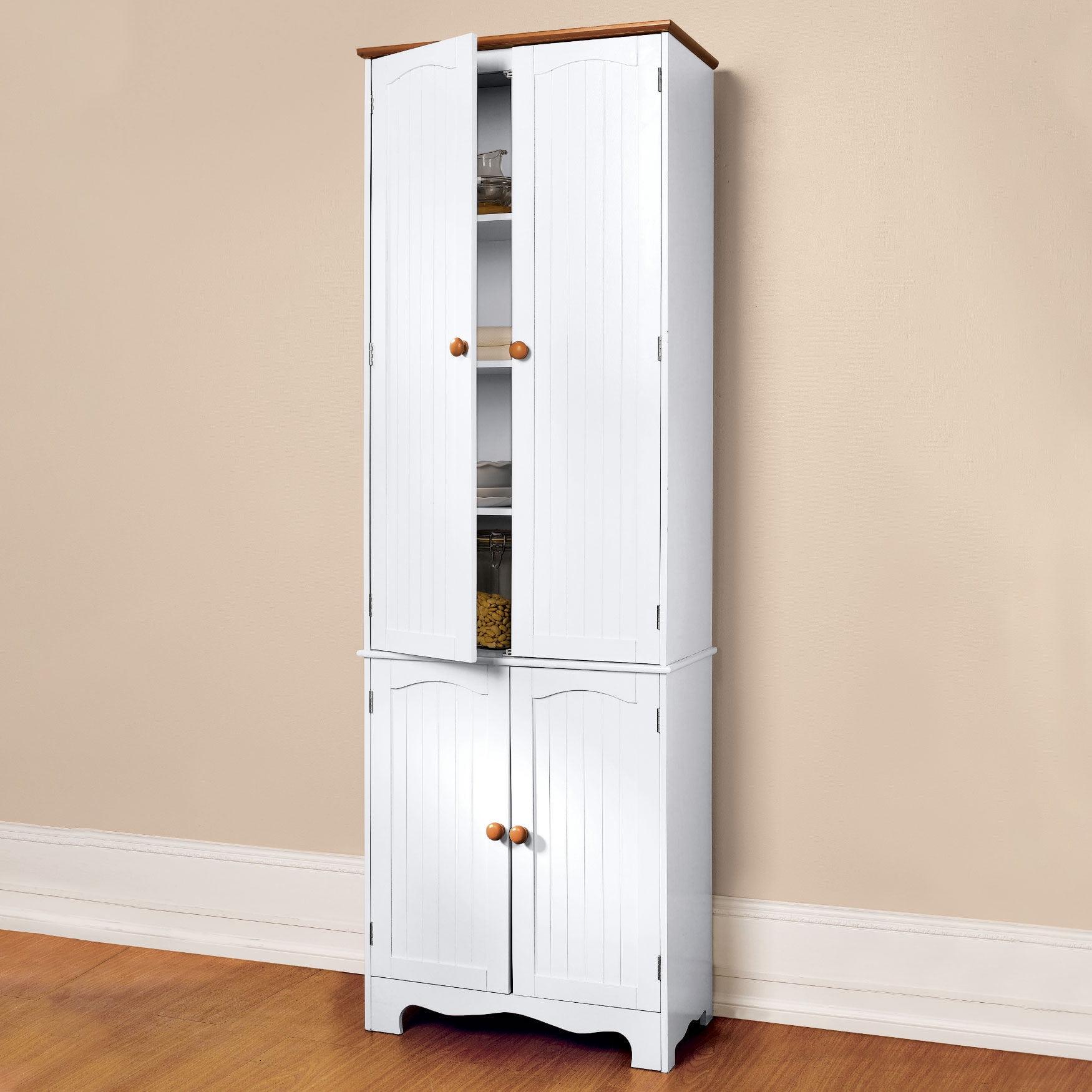 BrylaneHome Country Kitchen Tall Cabinet - White Honey