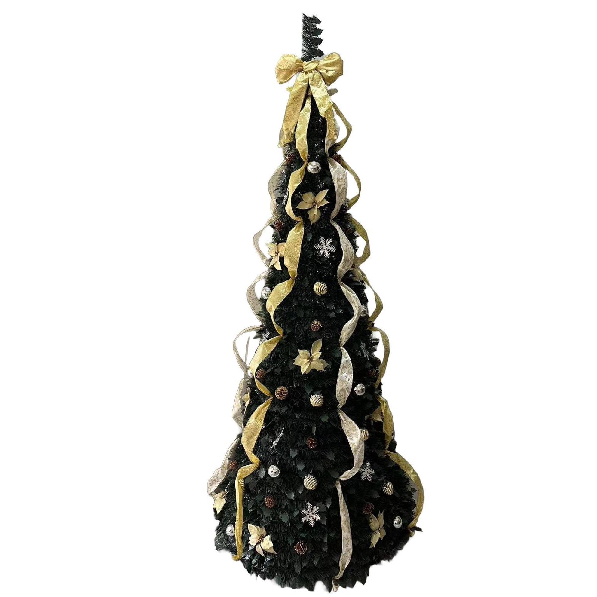 BrylaneHome Fully Decorated Pre-Lit 41/2' Pop-Up Christmas Tree - Silver Gold
