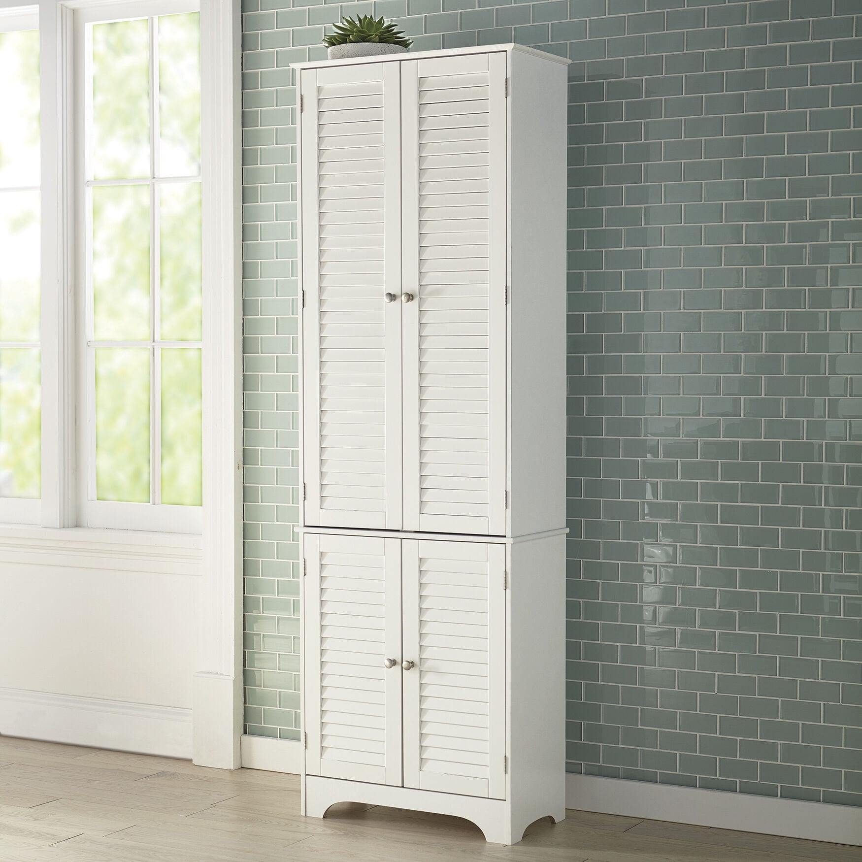 BrylaneHome Louvre Linen Cabinet - White