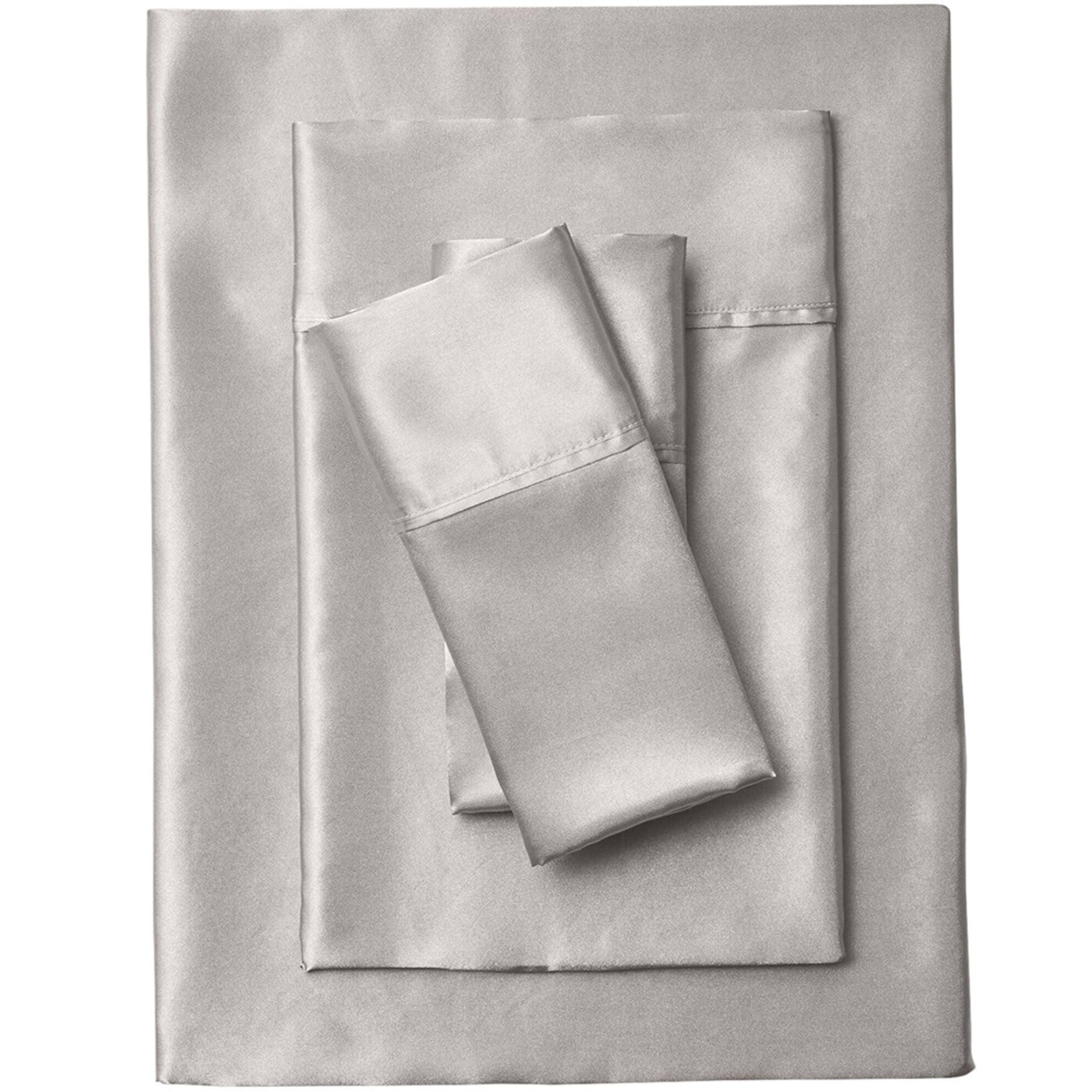 BrylaneHome Satin Bedtite; Sheet Set - Full, Silver