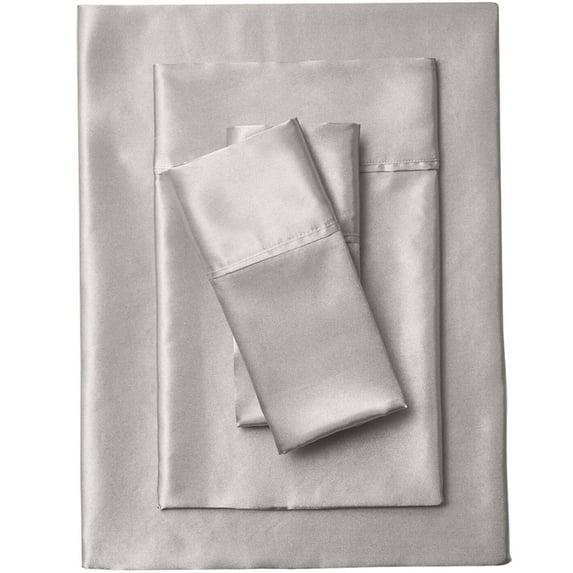BrylaneHome Satin Bedtite; Sheet Set - Full, Silver