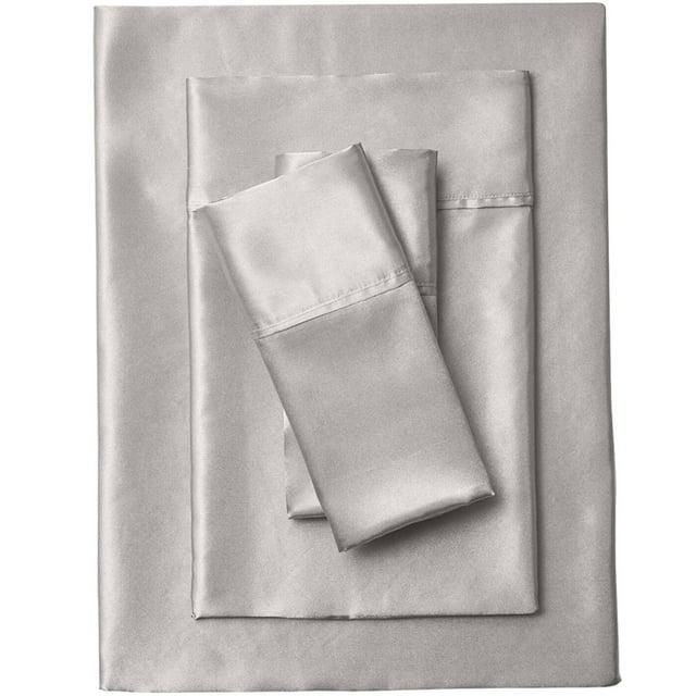 BrylaneHome Satin Bedtite; Sheet Set - Full, Silver