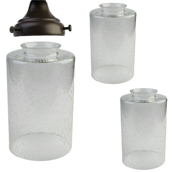 Bubble Seeded Glass Lamp Shade, LEDupdates 3 Packs Clear Cylinder for Light Fixture Glass Replacement