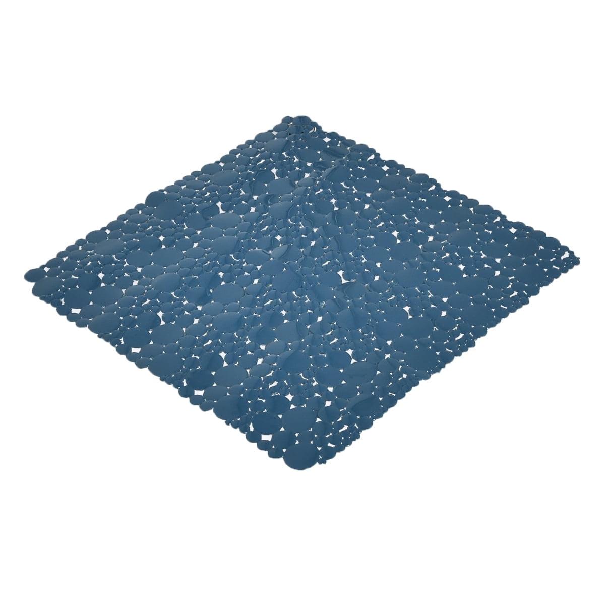 Peacock Blue PVC Non-Slip Square Shower Mat 20" x 20"