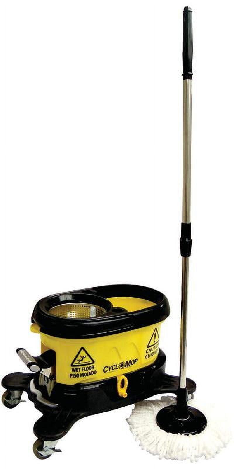 Yellow and Black Microfiber Spin Mop with Stainless Steel Wringer