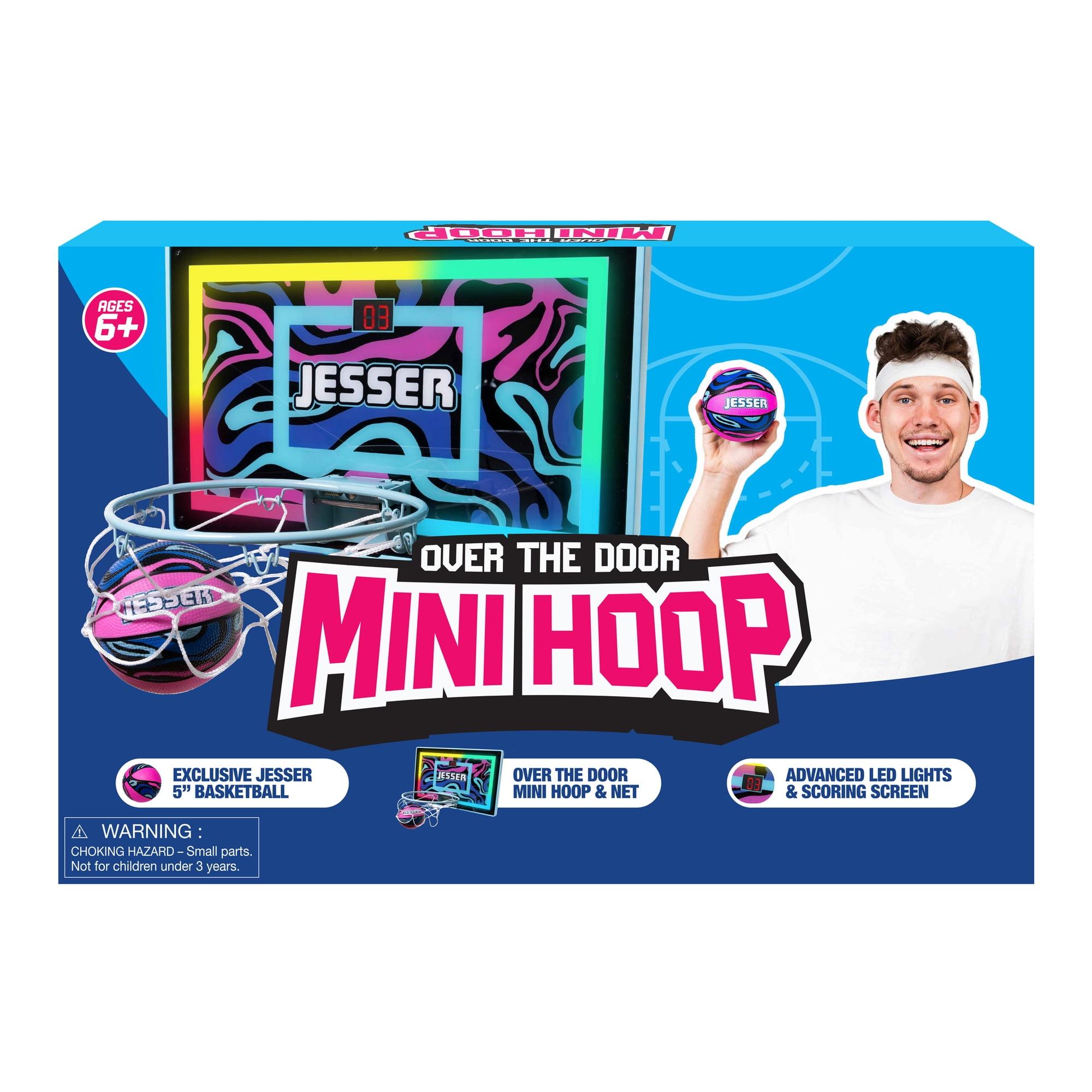 BucketSquad Jesser Hoop, Electronic over the Door Mini Digital Basketball Hoop Set with LED Lights