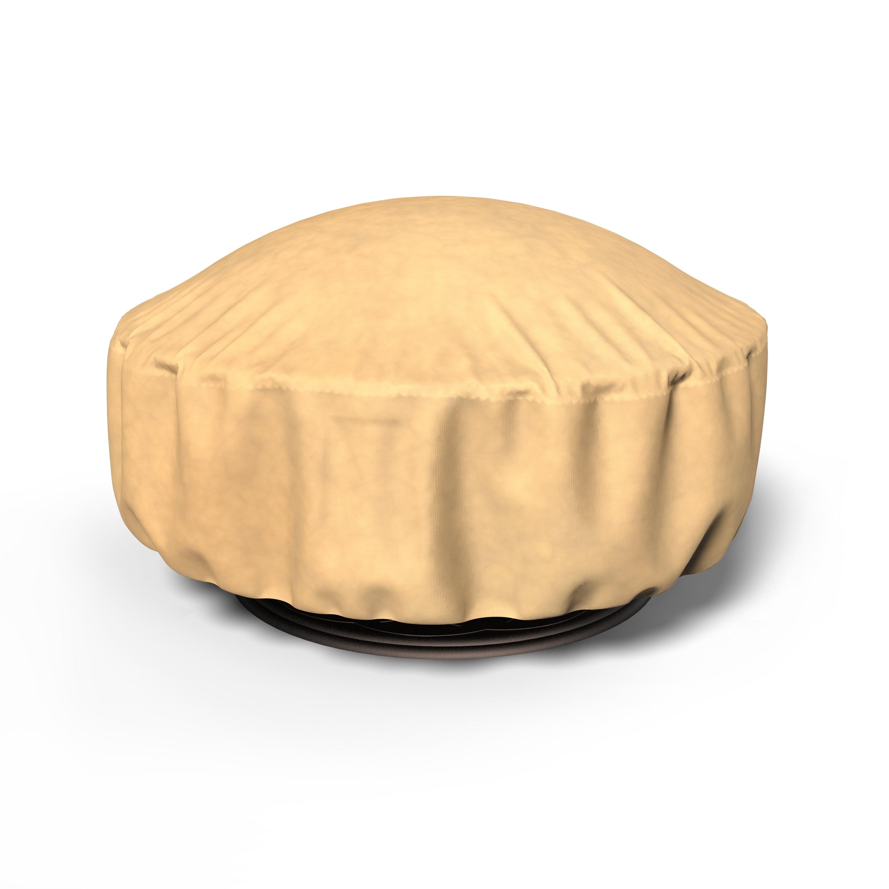 Tan Round Waterproof Polypropylene Fire Pit Cover, 36-inch