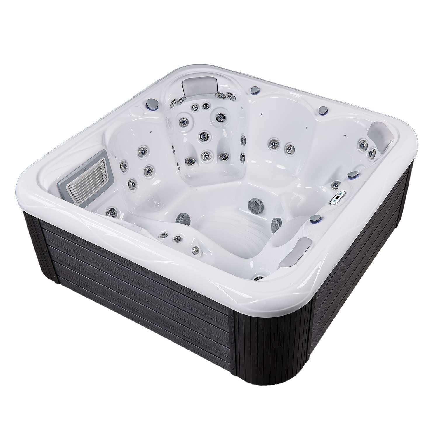 Buenospa New York 6 - Person 49 - Jet Acrylic Square Hot Tub with Ozonator and Cover in White