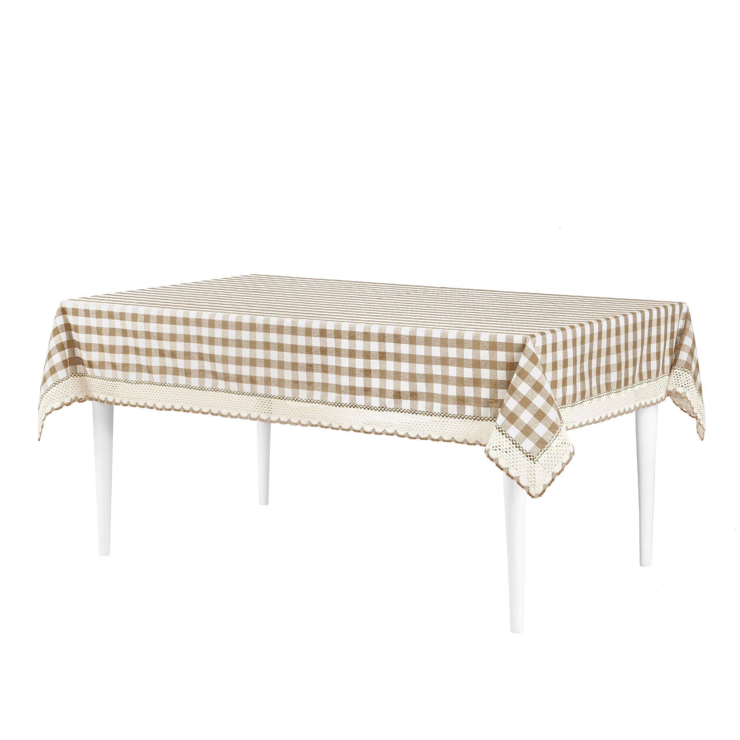 Buffalo Check Plaid Tablecloth - Taupe - 60 in x 104 in