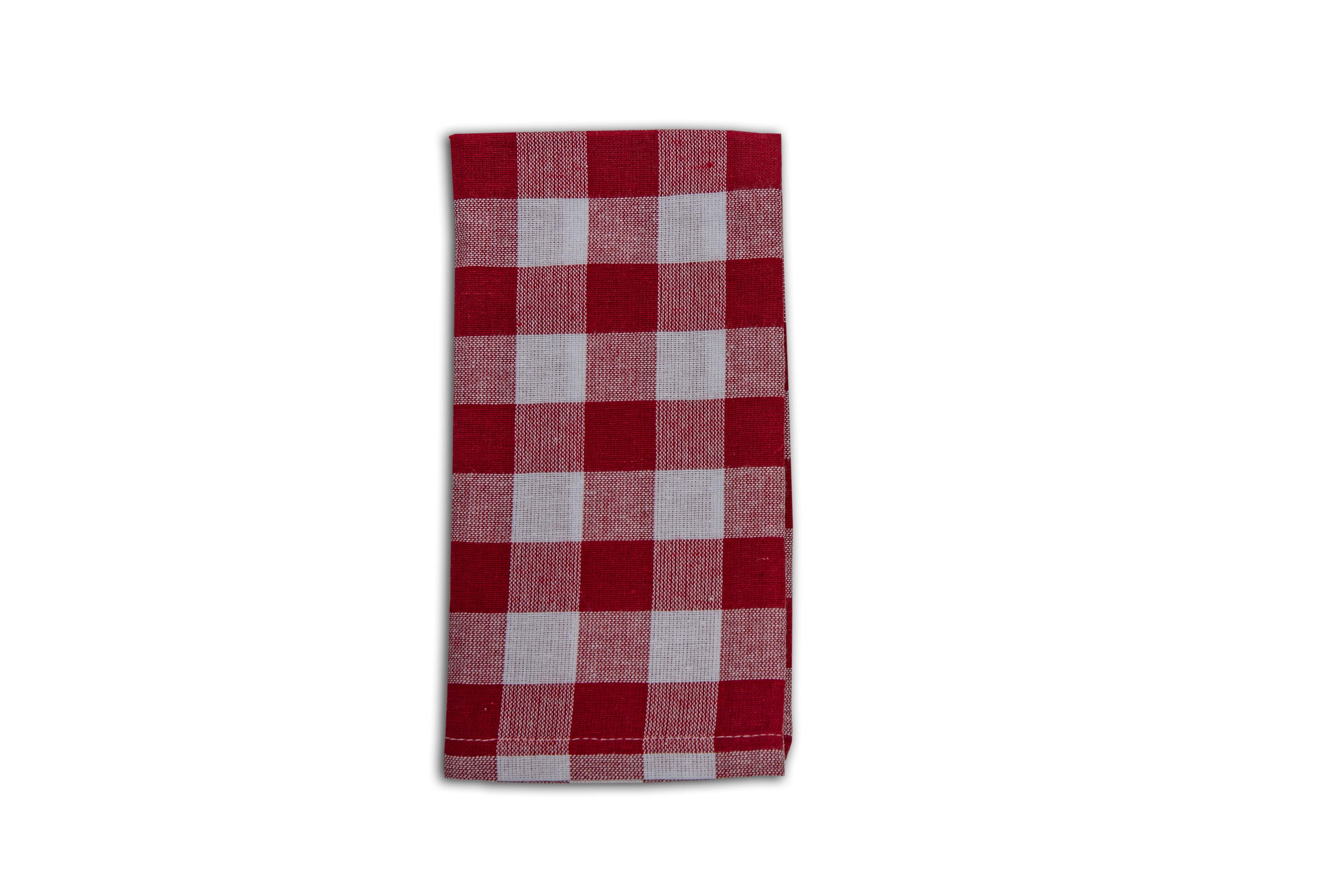 Red and White Buffalo Check Cotton Napkin Set, 18x18 inches