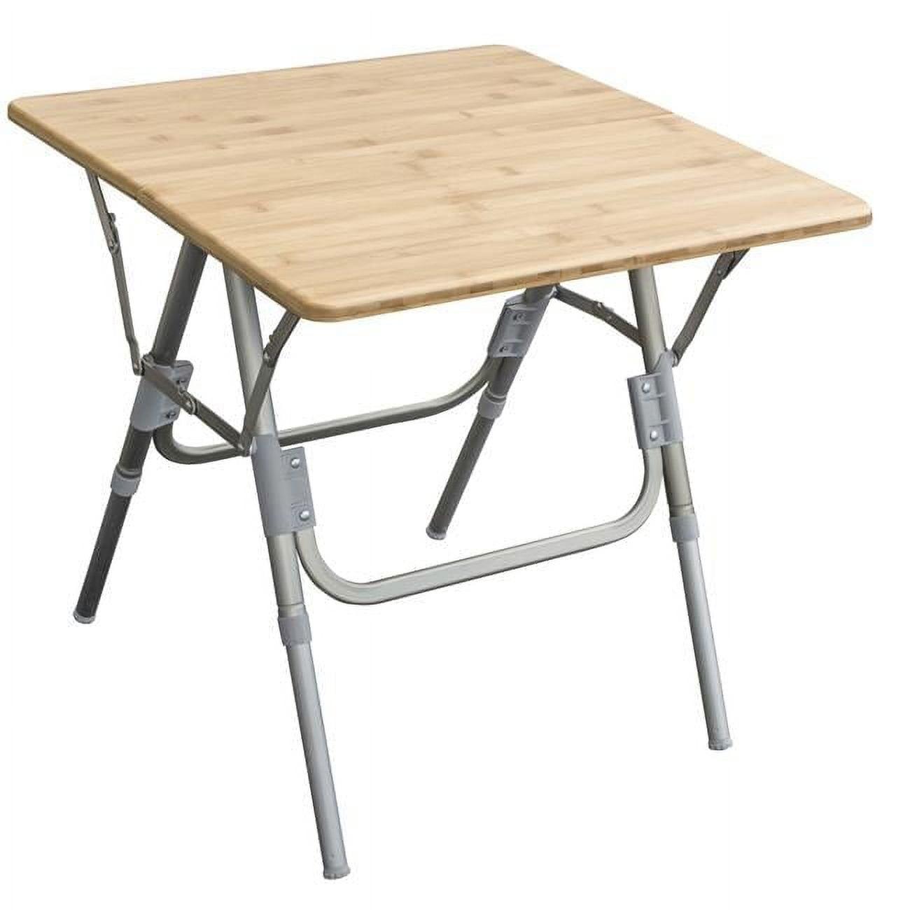 Adjustable Height Folding Bamboo and Aluminum Camp Table