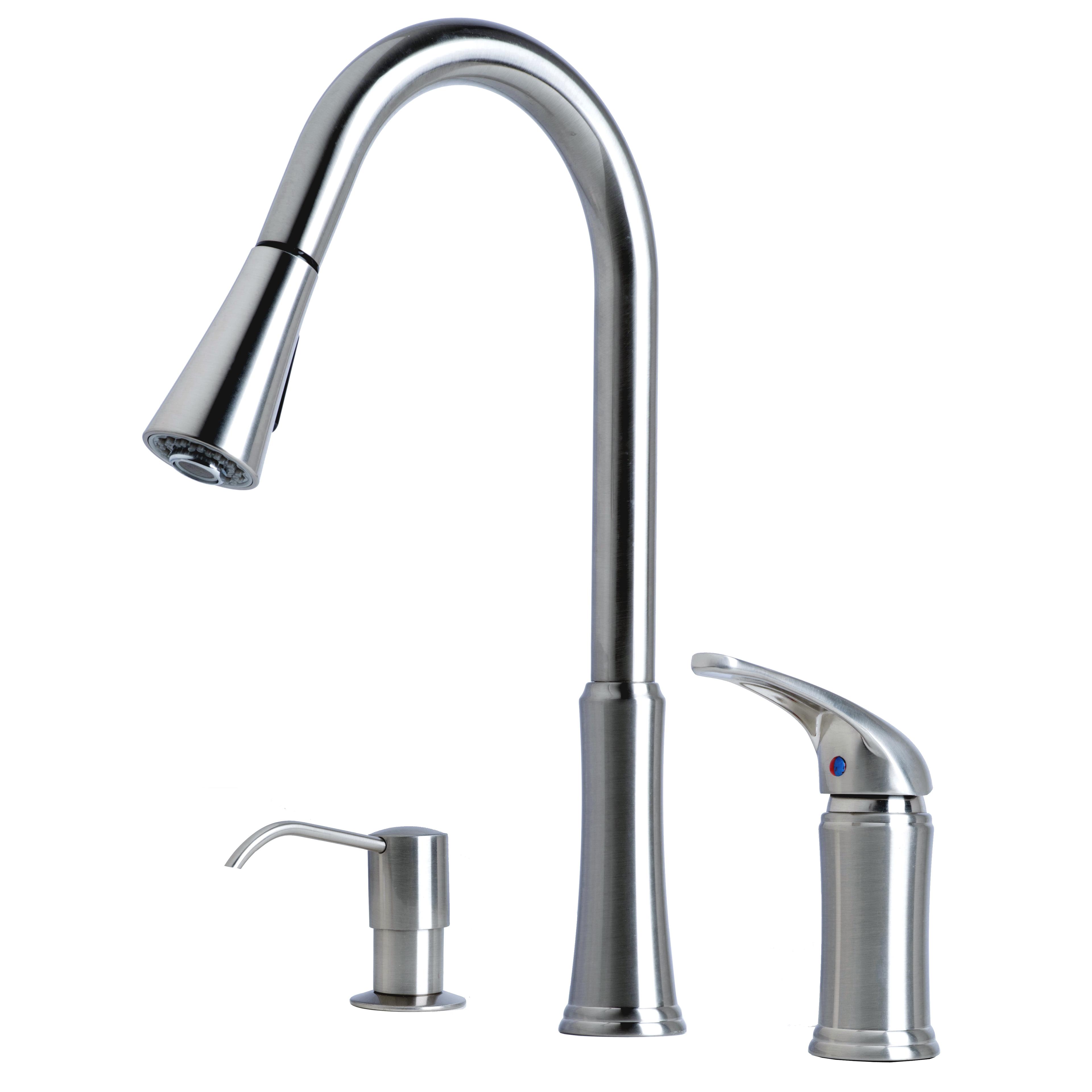 Stainless Steel Pull-Down Kitchen Faucet with Soap Dispenser