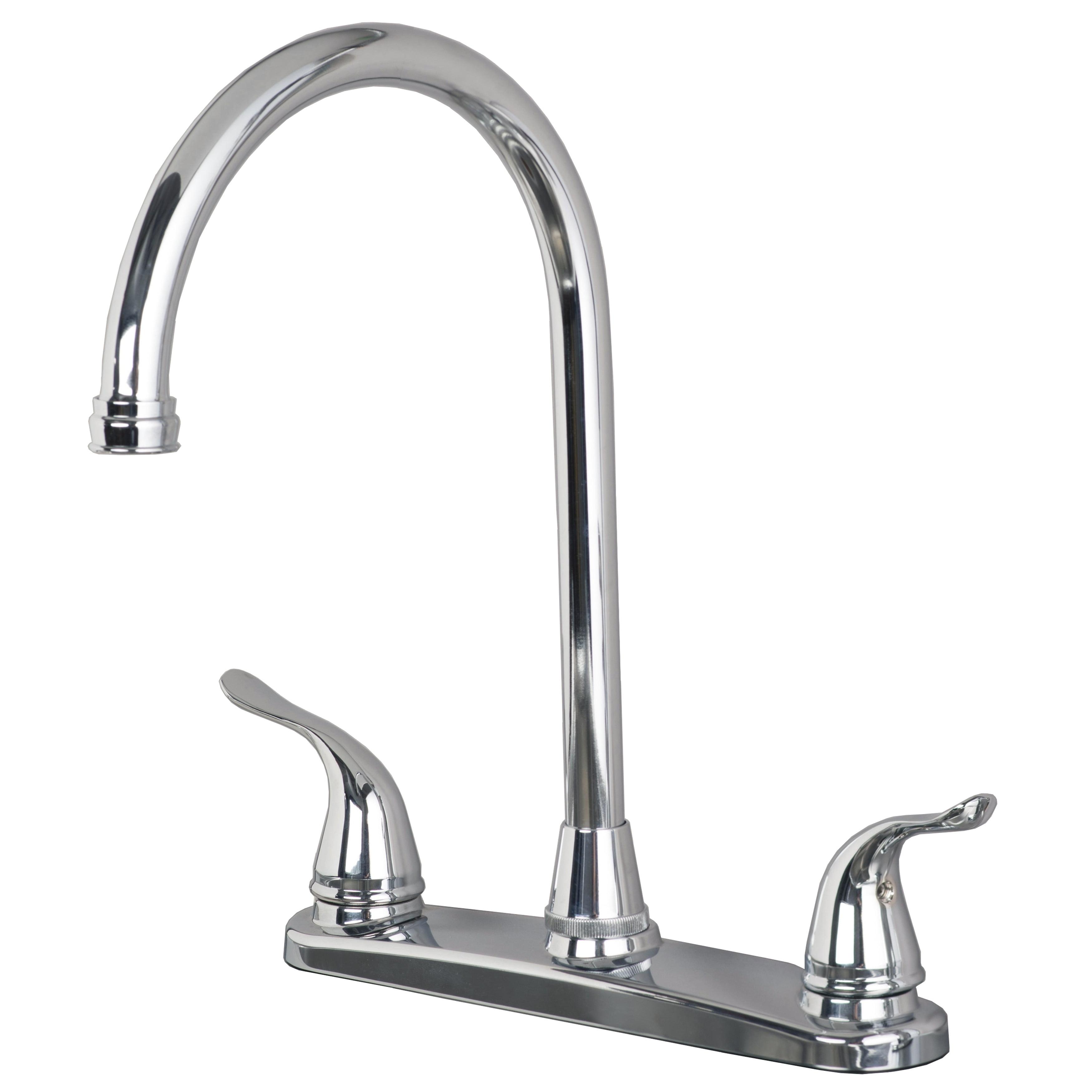 Classic Chrome High Arc Double Handle Kitchen Faucet