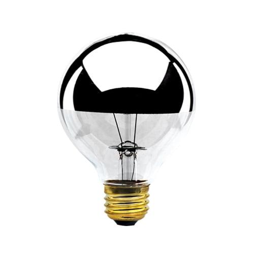 Bulbrite 100 Watt Dimmable Half Chrome G25 Incandescent Light Bulb with Medium (E26) Base, 2700K Warm White Light