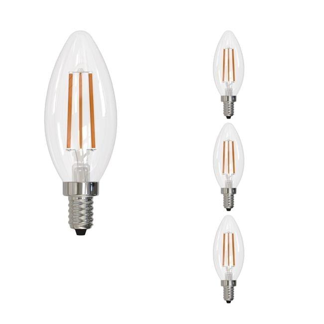 LED Filament Pack of (4) 6.5 Watt Dimmable B11 Light Bulbs with Candelabra (E12) Base