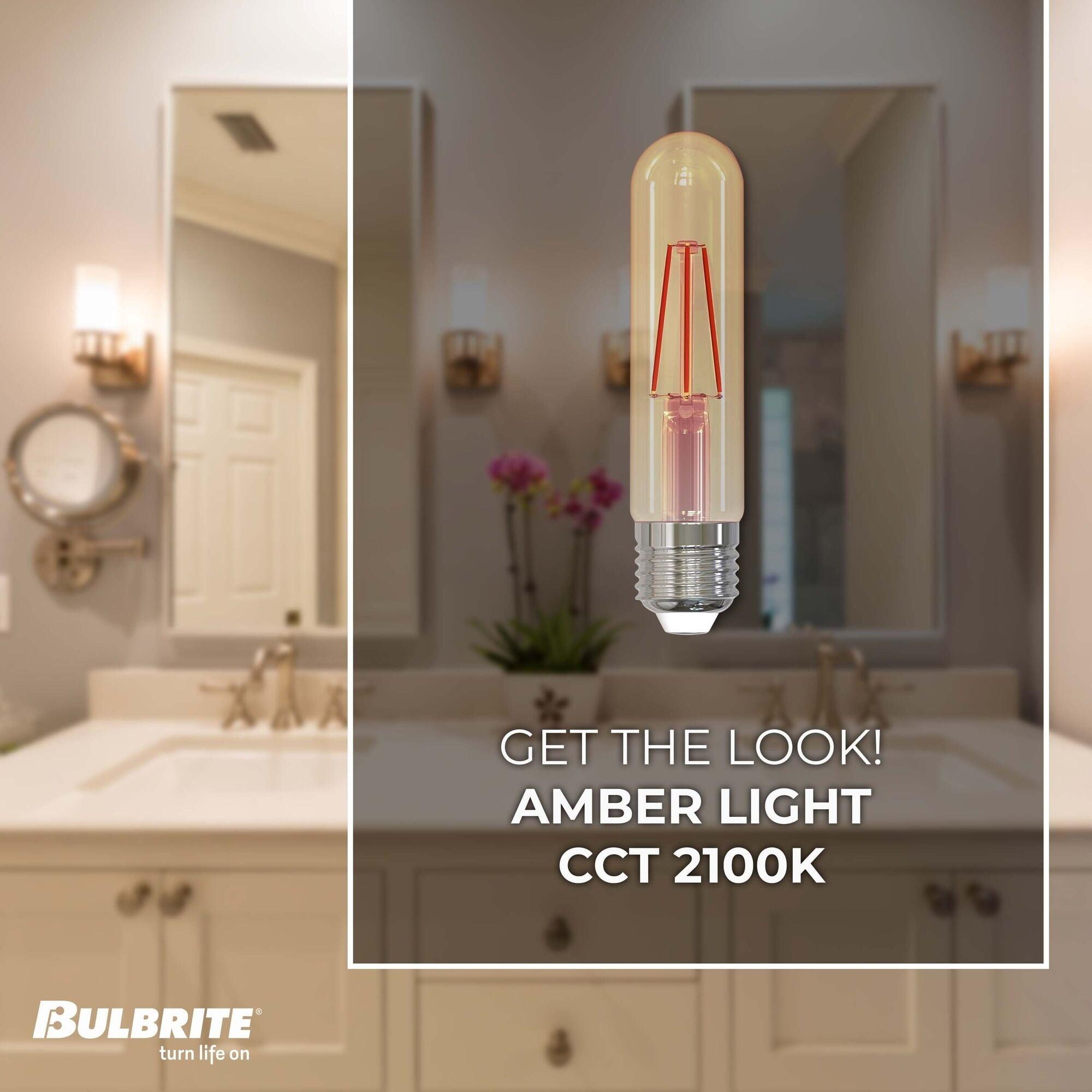 Bulbrite 2pk 3W Vintage Edison Dimmable Light Bulbs Clear: LED A19, 100W Equivalent, E26 Base, Energy Star, App Compatible