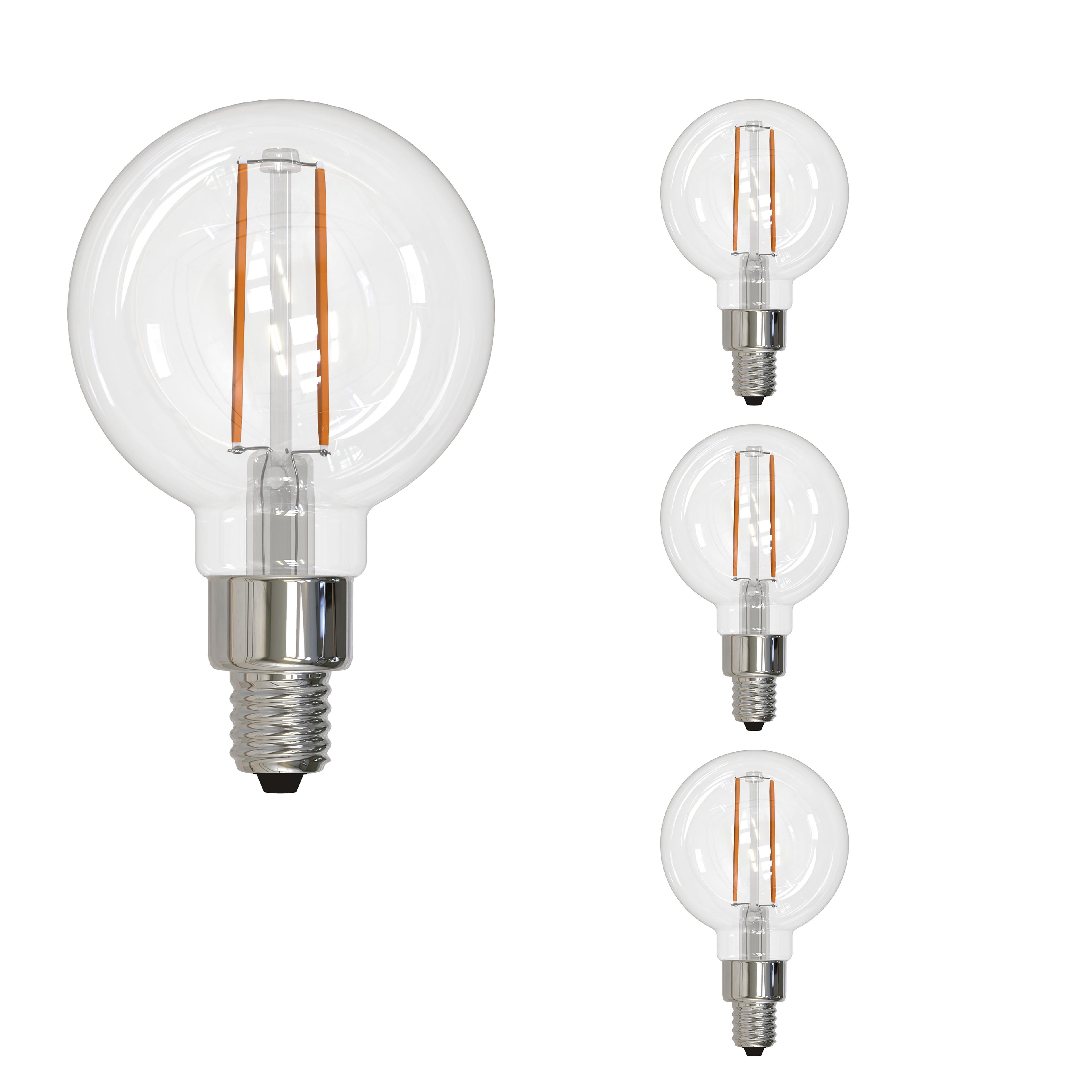 2.5W Clear Filament G16 Candelabra E12 LED Light Bulb Pack of 4