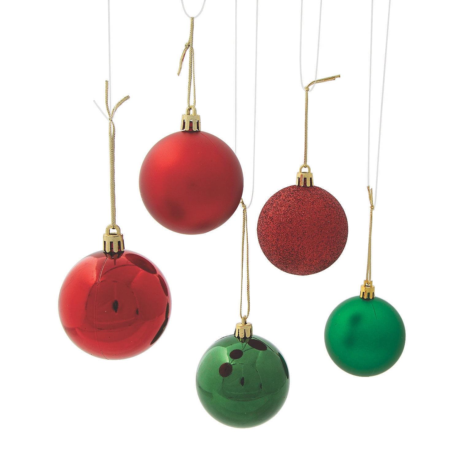 Bulk Shatterproof Red & Green Ornaments - Home Decor - 50 Pieces