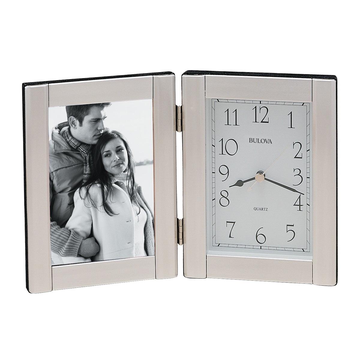 Bulova Clocks Forte II Brushed Aluminum Picture Frame Clock