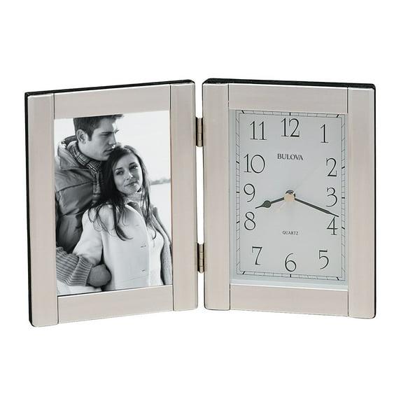 Bulova Clocks Forte II Brushed Aluminum Picture Frame Clock